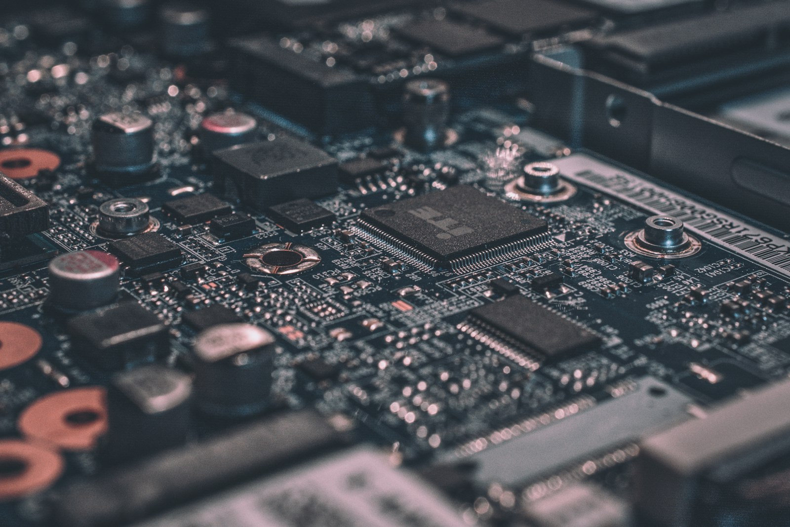 Close-up of a populated circuit board